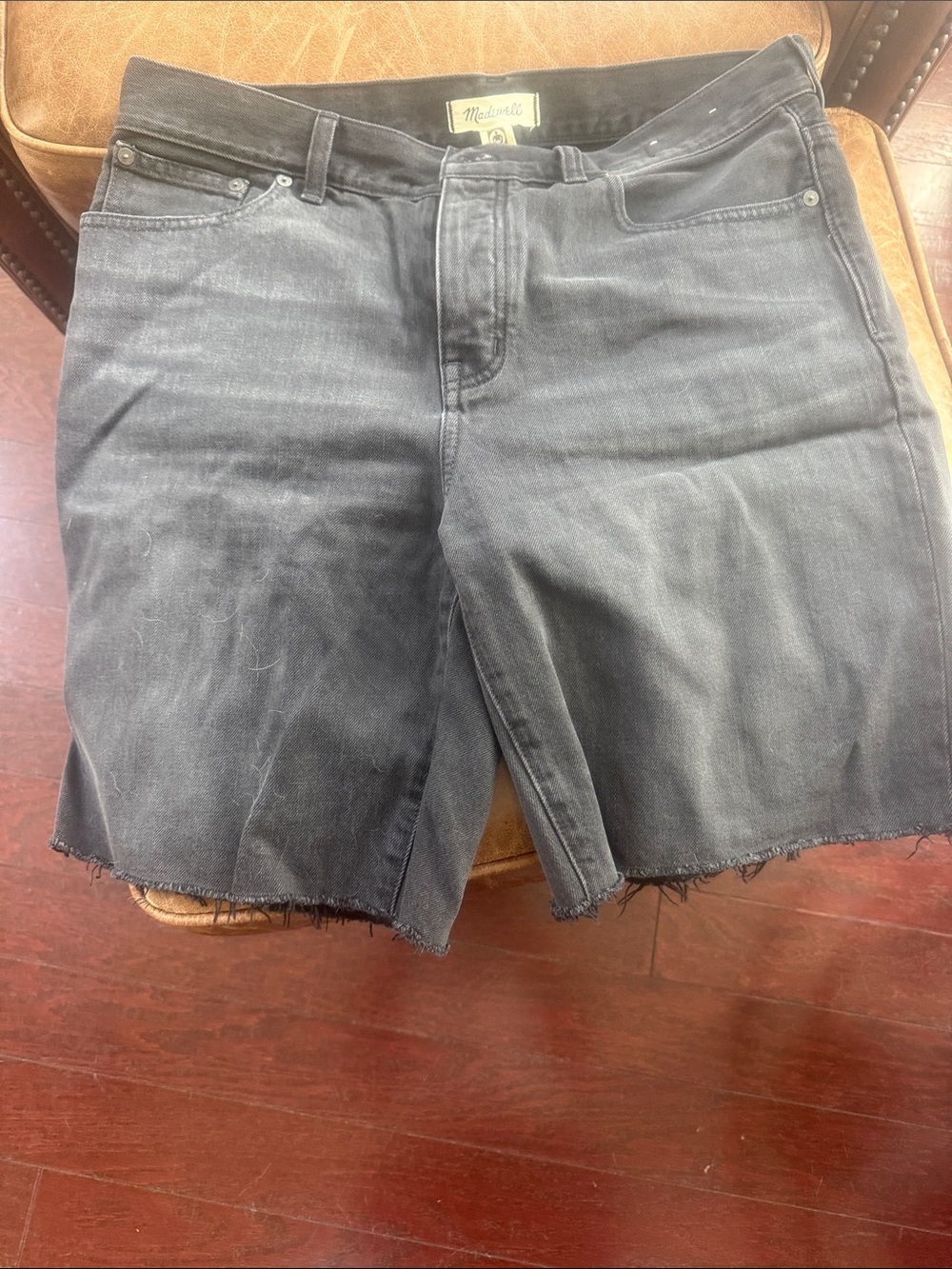 Madewell faded black denim shorts with belt loops